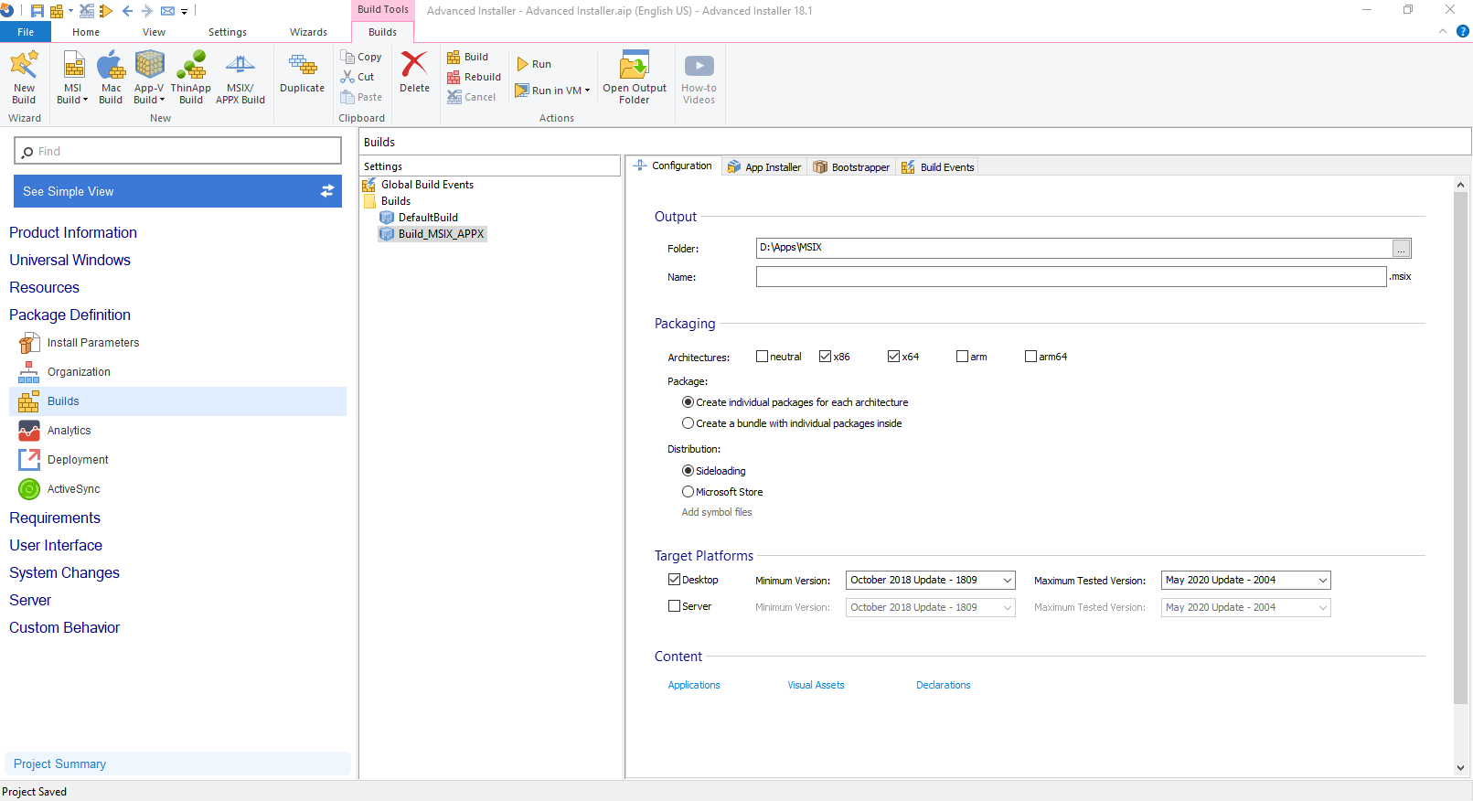 screenshot of Advanced Installer